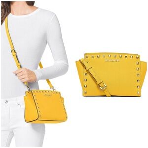 Michael Kors Yellow Crossbody Bag with Studs